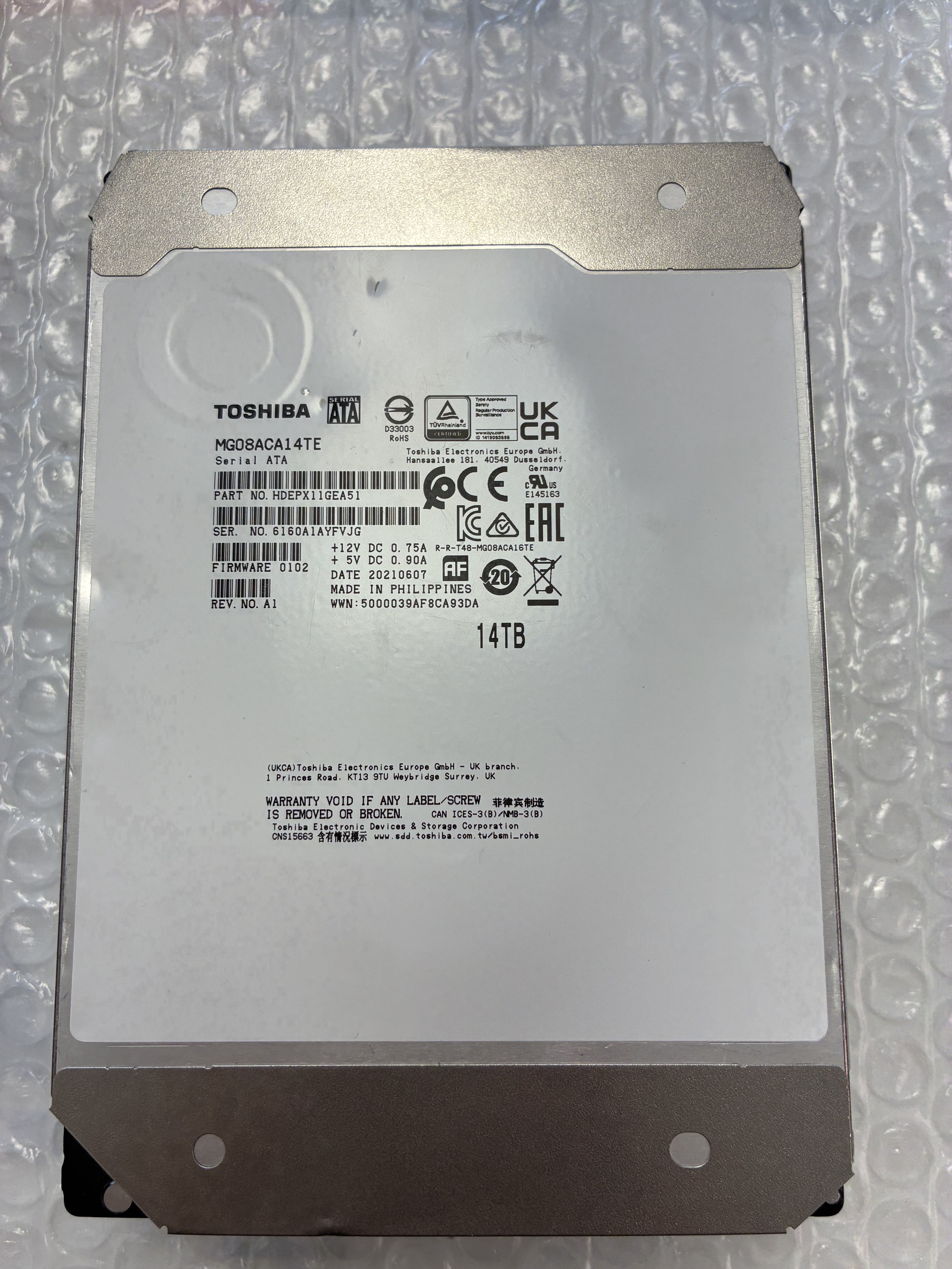 Toshiba MG08ACA14TE 14TB SATA 3.5" Enterprise Internal Hard Drive HDD