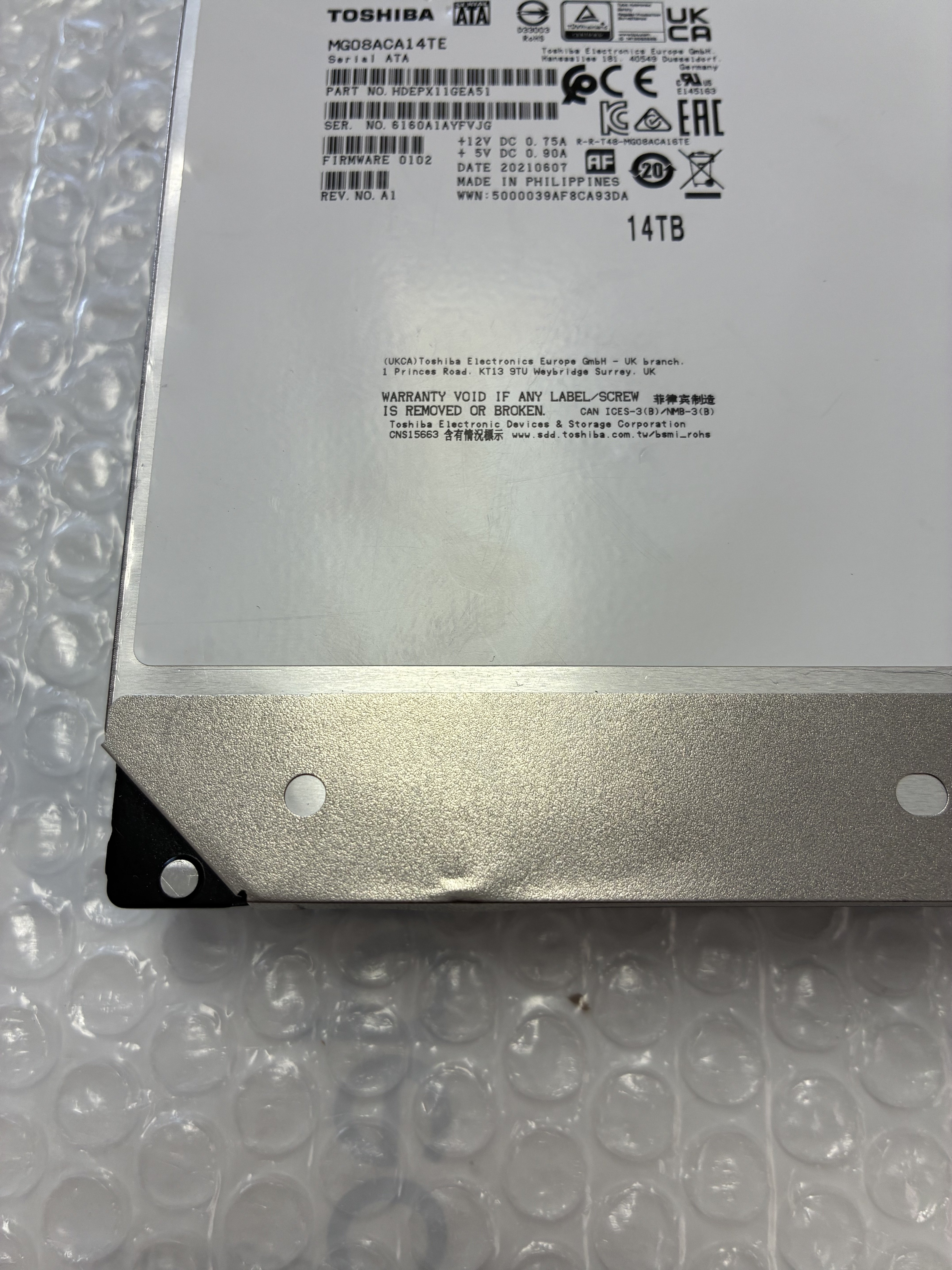 Toshiba MG08ACA14TE 14TB SATA 3.5" Enterprise Internal Hard Drive HDD